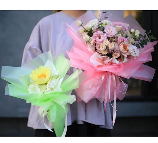 奶油纸防水玻璃玫瑰鲜花软包装纸韩式塑料花纸手工花束diy材料包